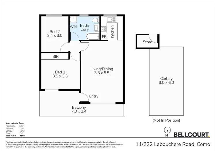 Floorplan of Homely apartment listing, 11/222 Labouchere Road, Como WA 6152