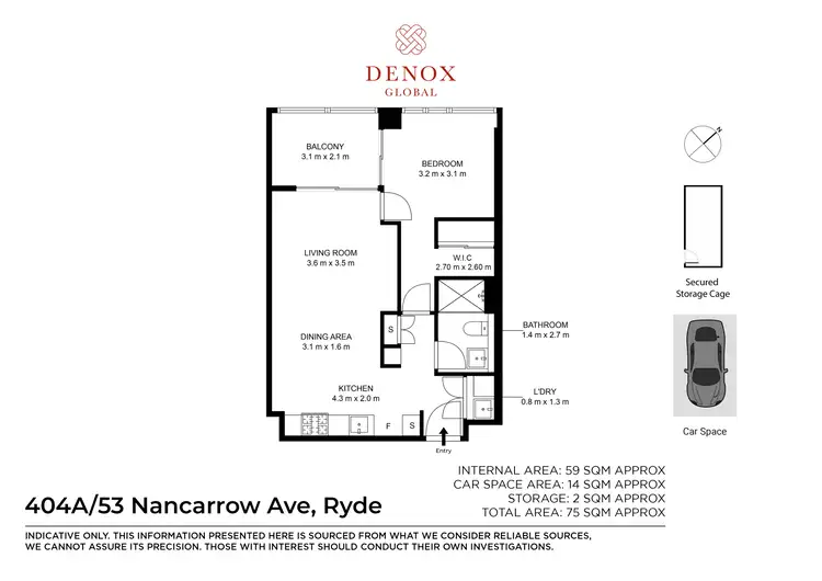 Floorplan of Homely apartment listing, 404A/53 Nancarrow Avenue, Ryde NSW 2112
