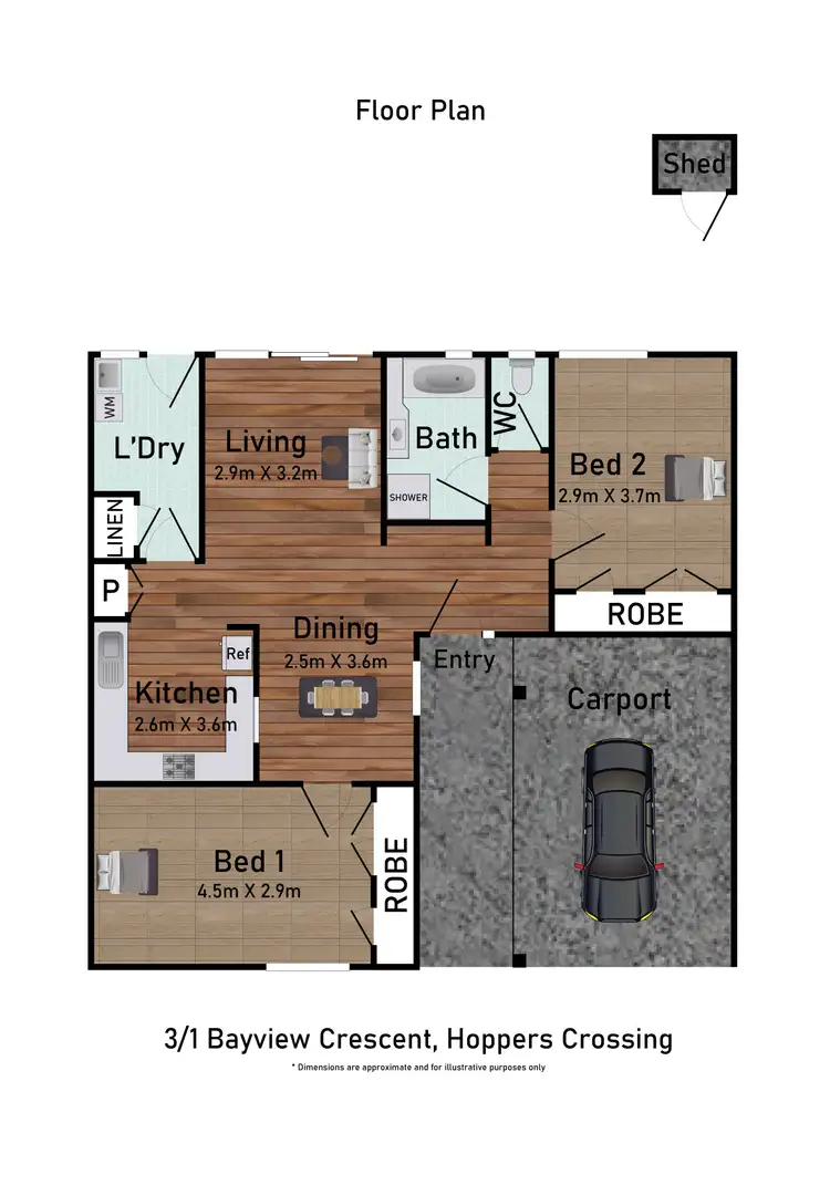 Floorplan of Homely unit listing, 3/1 Bayview Crescent, Hoppers Crossing VIC 3029