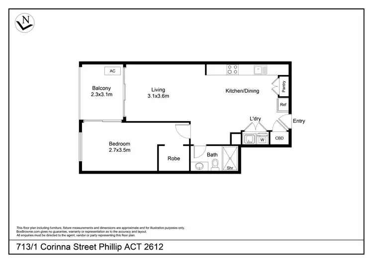 Floorplan of Homely apartment listing, 713/1 Corinna Street, Phillip ACT 2606