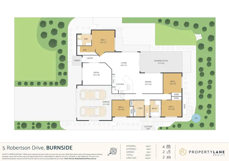 Floorplan of Homely house listing, 5 Robertson Drive, Burnside QLD 4560