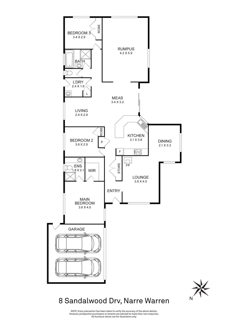 Floorplan of Homely house listing, 8 Sandalwood Drive, Narre Warren VIC 3805