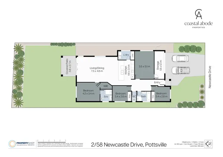 Floorplan of Homely semi-detached listing, 2/58 Newcastle Drive, Pottsville NSW 2489