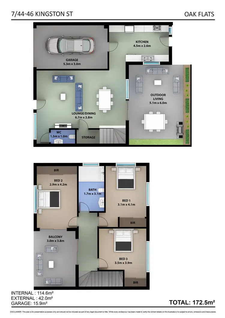 Floorplan of Homely townhouse listing, 7/46 Kingston Street, Oak Flats NSW 2529