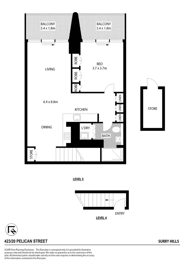 Floorplan of Homely apartment listing, 423/20 Pelican Street, Surry Hills NSW 2010