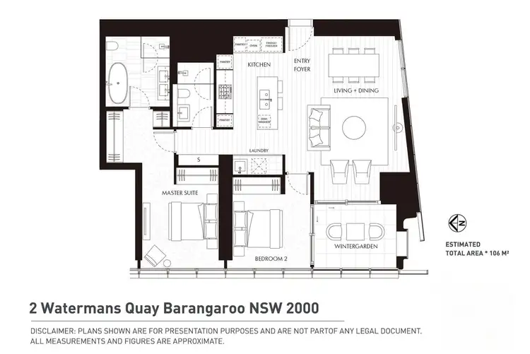 Floorplan of Homely apartment listing, 31F/2 Watermans Quay, Barangaroo NSW 2000