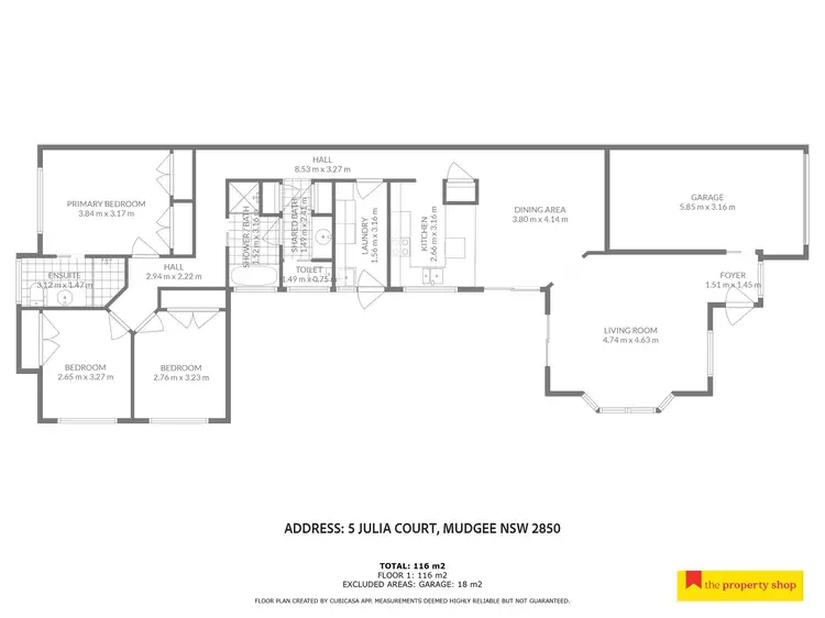 Floorplan of Homely semi-detached listing, 5 Julia Court, Mudgee NSW 2850