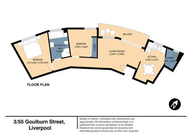 Floorplan of Homely apartment listing, 3/55-59 Goulburn Street, Liverpool NSW 2170