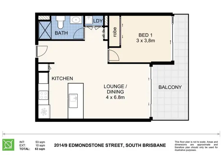 Floorplan of Homely apartment listing, 2014/9 Edmondstone Street, South Brisbane QLD 4101