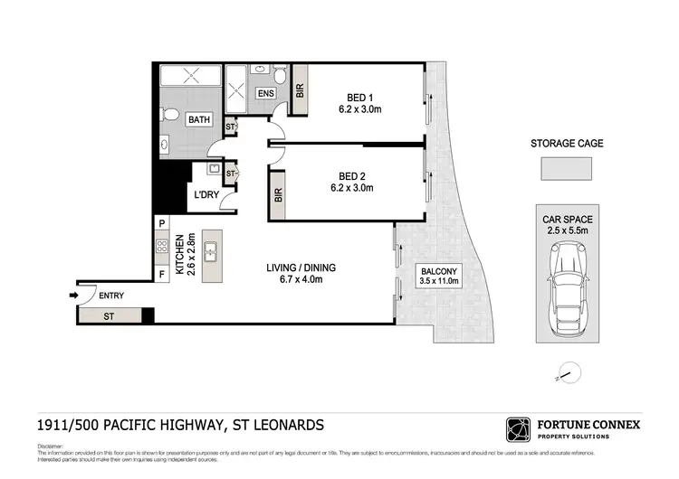 Floorplan of Homely apartment listing, 1911/500 Pacific Highway, St Leonards NSW 2065
