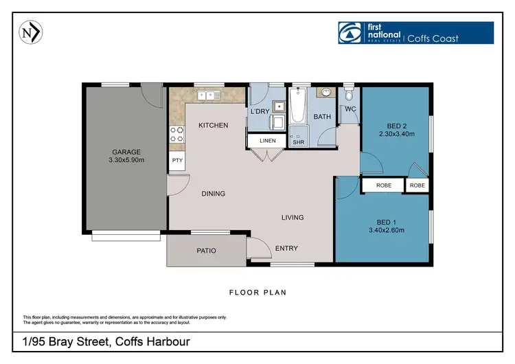 Floorplan of Homely villa listing, 1/95 Bray Street, Coffs Harbour NSW 2450