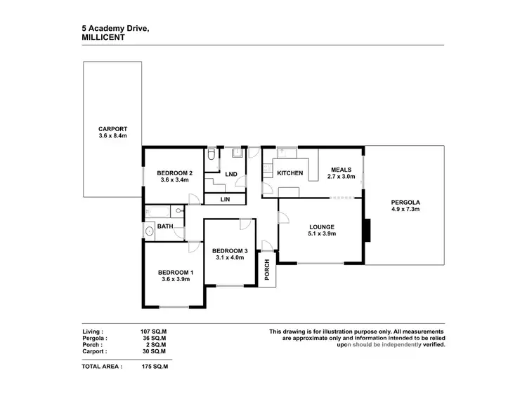 Floorplan of Homely house listing, 5 Academy Drive, Millicent SA 5280