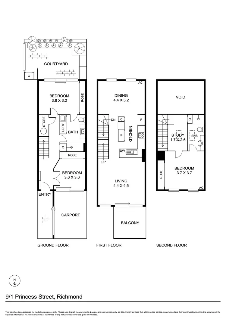 Floorplan of Homely townhouse listing, 9/1 Princess Street North, Richmond VIC 3121