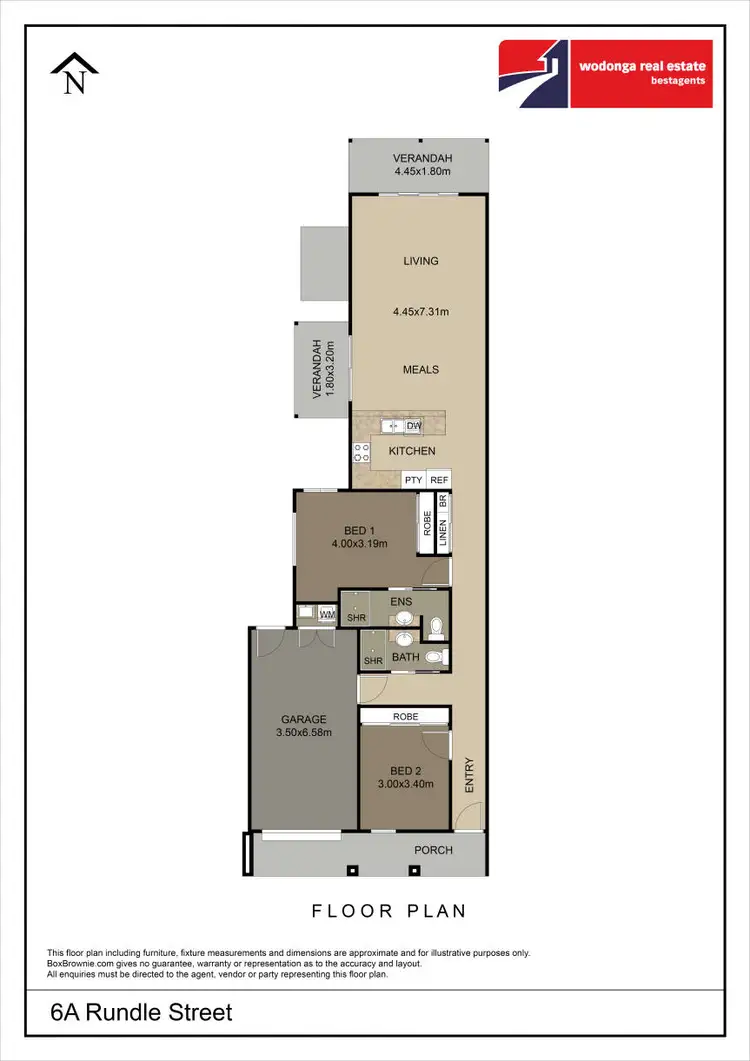 Floorplan of Homely terrace listing, 6A Rundle Street, Wodonga VIC 3690