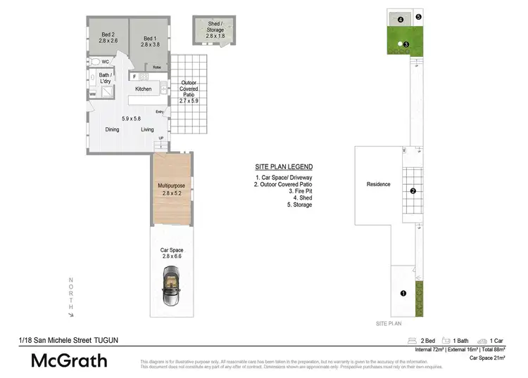 Floorplan of Homely semi-detached listing, 1/18 San Michele Street, Tugun QLD 4224