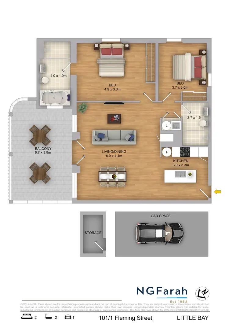 Floorplan of Homely apartment listing, 101/1 Fleming Street, Little Bay NSW 2036