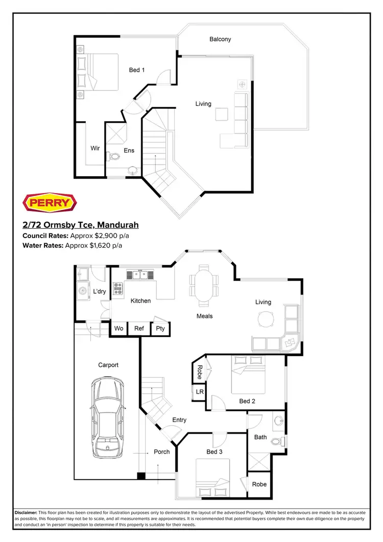 Floorplan of Homely townhouse listing, 2/72 Ormsby Terrace, Mandurah WA 6210
