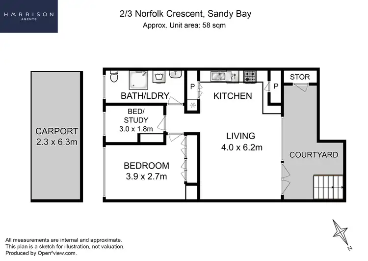 Floorplan of Homely unit listing, 2/3 Norfolk Crescent, Sandy Bay TAS 7005