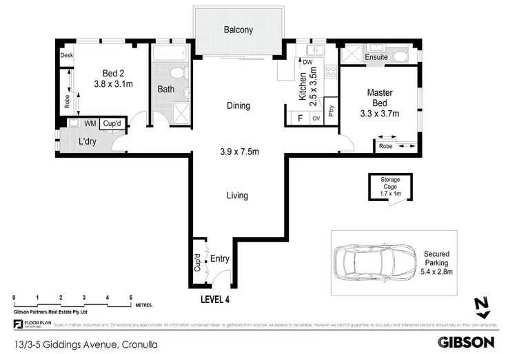 Floorplan of Homely apartment listing, 13/3-5 Giddings Avenue, Cronulla NSW 2230