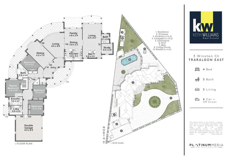 Floorplan of Homely house listing, 3 Winston Court, Traralgon VIC 3844