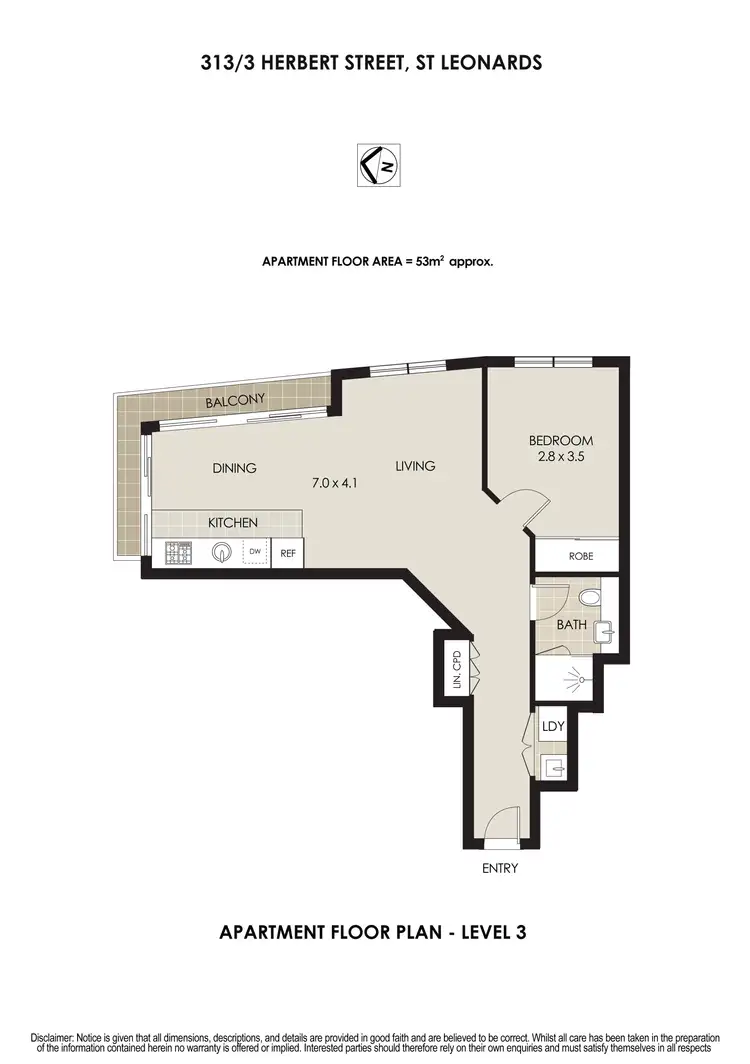 Floorplan of Homely apartment listing, 313/3 Herbert Street, St Leonards NSW 2065