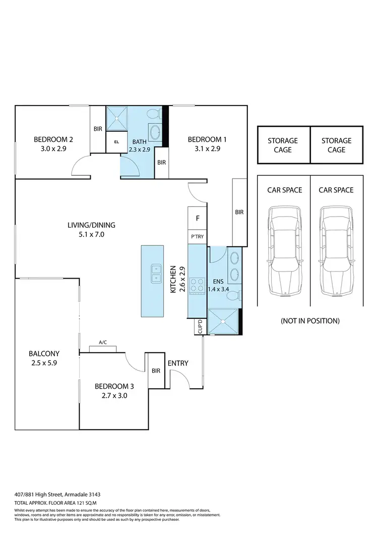 Floorplan of Homely apartment listing, 407/881 High Street, Armadale VIC 3143