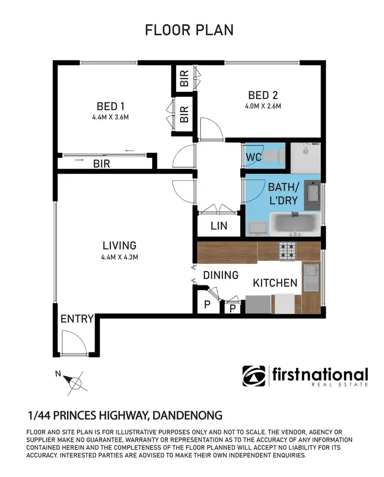 Floorplan of Homely unit listing, 1/44 Princes Highway, Dandenong VIC 3175