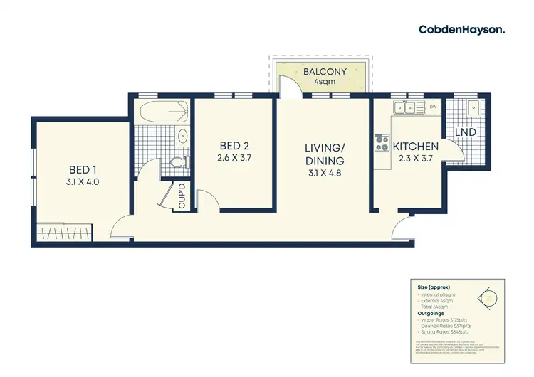 Floorplan of Homely apartment listing, 2/1 George Street, Marrickville NSW 2204