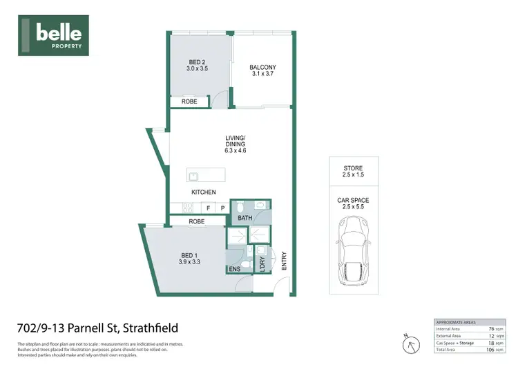 Floorplan of Homely apartment listing, 702/9-13 Parnell Street, Strathfield NSW 2135