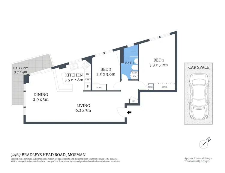 Floorplan of Homely apartment listing, 32/67 Bradleys Head Road, Mosman NSW 2088