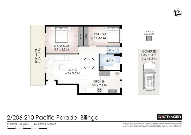 Floorplan of Homely unit listing, 2/206-210 Pacific Parade, Bilinga QLD 4225