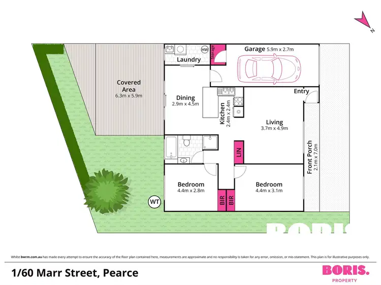 Floorplan of Homely townhouse listing, 1/60 Marr Street, Pearce ACT 2607