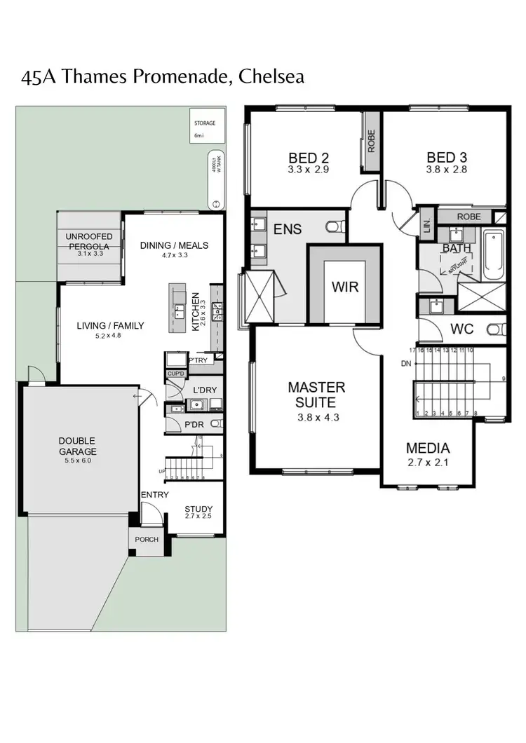 Floorplan of Homely townhouse listing, 45A & 45B Thames Promenade, Chelsea VIC 3196