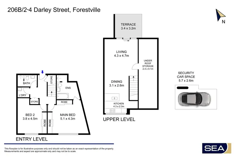 Floorplan of Homely unit listing, 206B/2-4 Darley Street, Forestville NSW 2087
