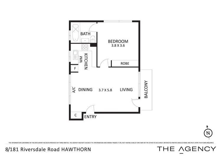Floorplan of Homely apartment listing, 8/181 Riversdale Road, Hawthorn VIC 3122