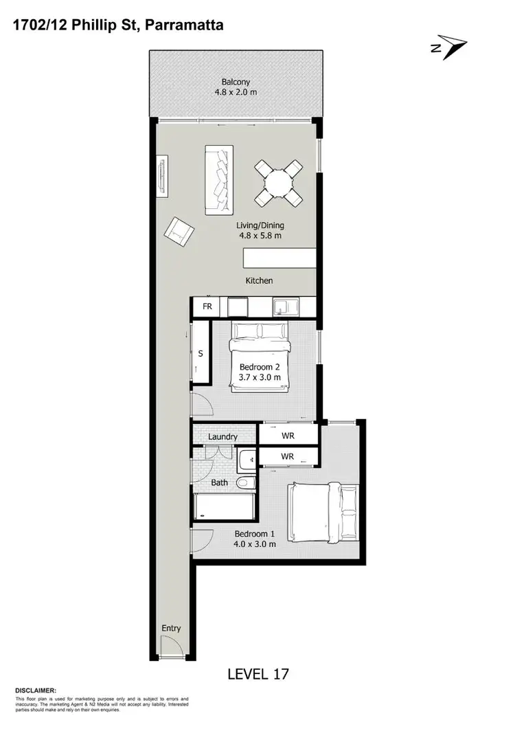 Floorplan of Homely apartment listing, 1702/12 Phillip Street, Parramatta NSW 2150