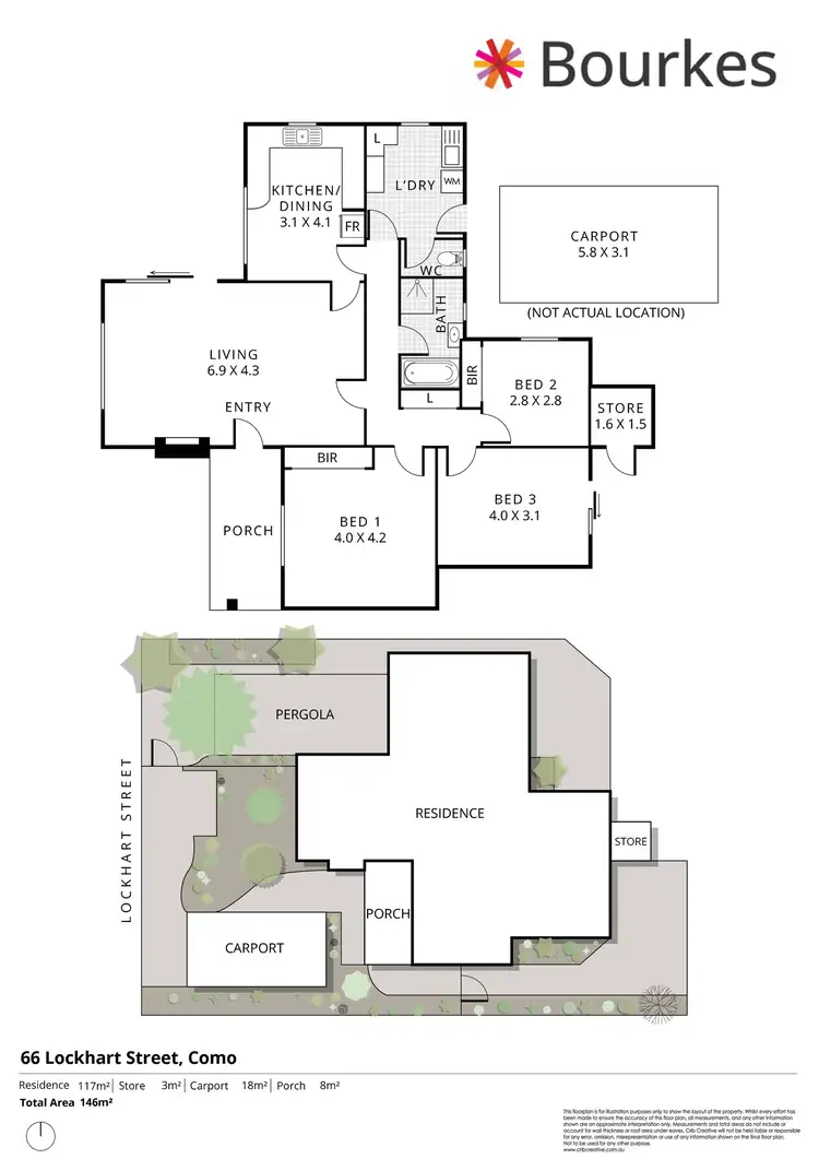 Floorplan of Homely semi-detached listing, 66 Lockhart Street, Como WA 6152