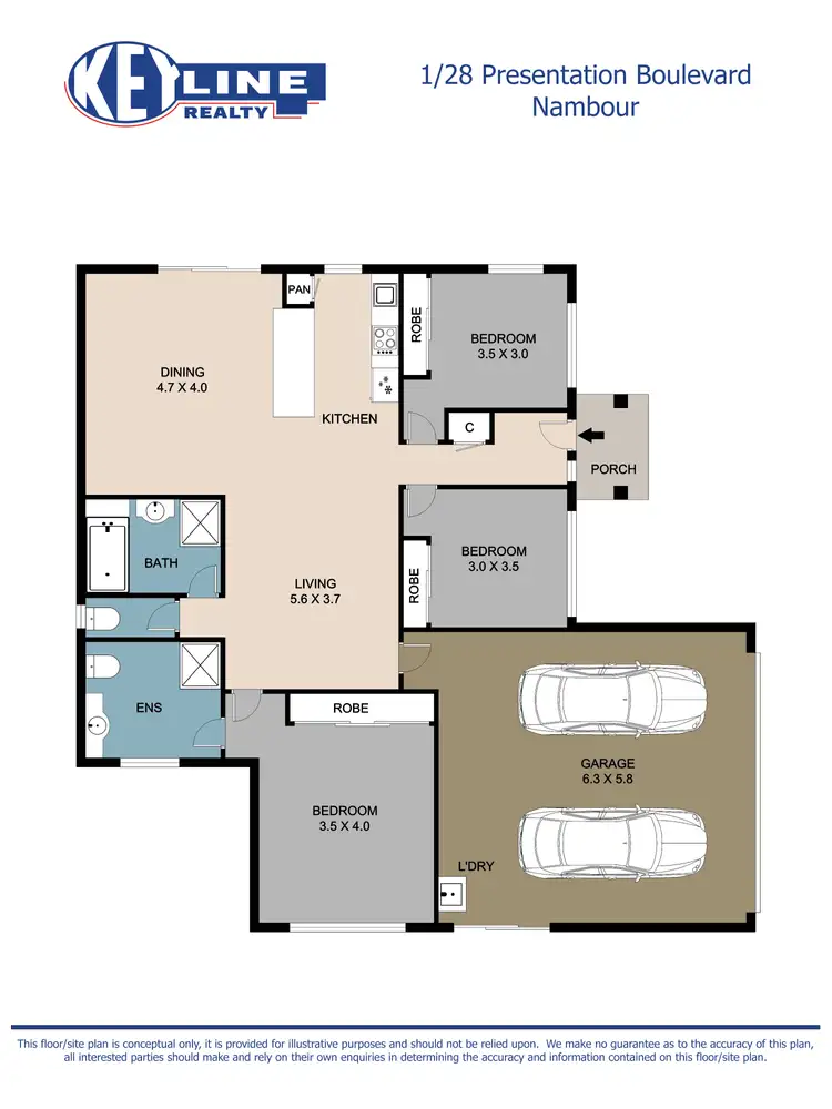 Floorplan of Homely semi-detached listing, 1/28 Presentation Boulevard, Nambour QLD 4560