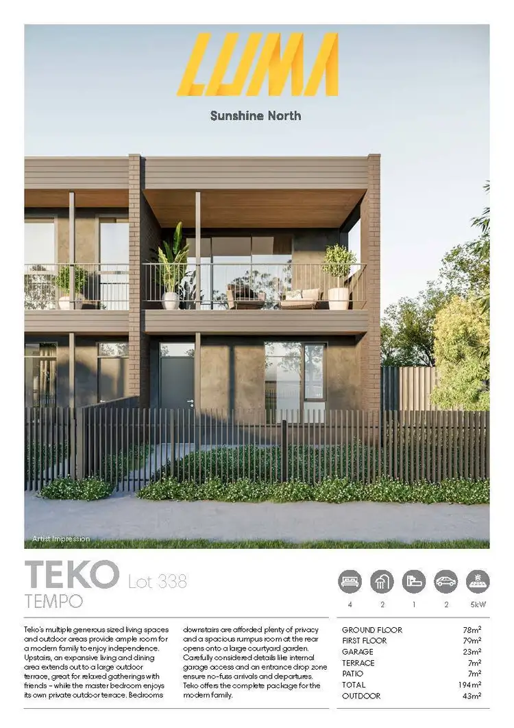 Floorplan of Homely townhouse listing, Lot 338/247 St Albans Road, Sunshine North VIC 3020