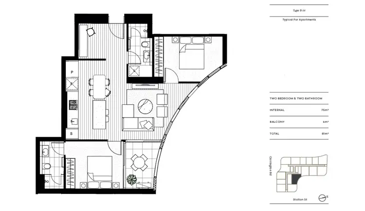 Floorplan of Homely apartment listing, 711/545 Station Street, Box Hill VIC 3128