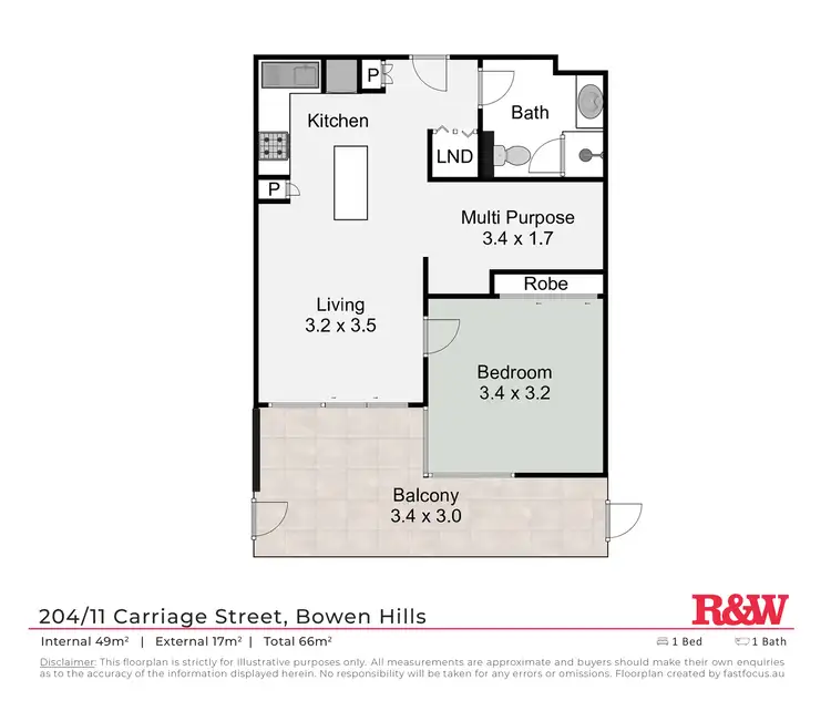 Floorplan of Homely apartment listing, 204/11 Carriage Street, Bowen Hills QLD 4006