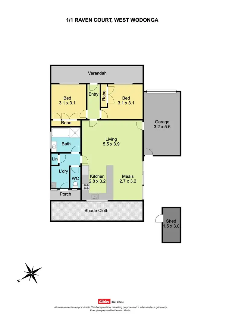 Floorplan of Homely unit listing, 1/1 Raven Court, West Wodonga VIC 3690