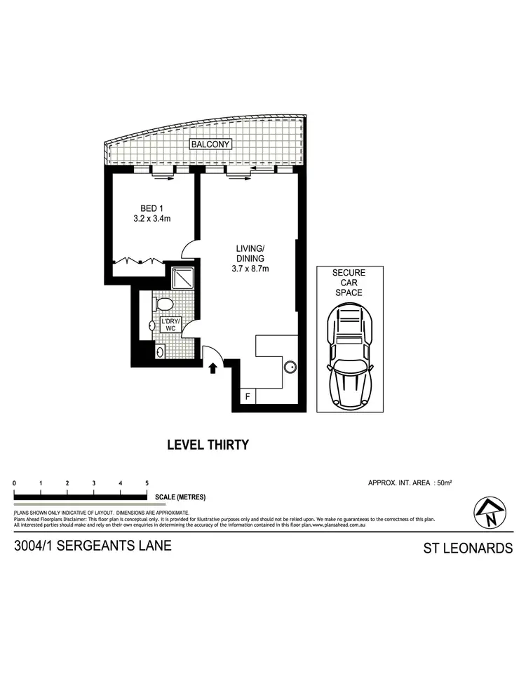 Floorplan of Homely apartment listing, 3004/1 Sergeants Lane, St Leonards NSW 2065