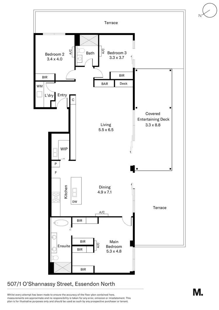 Floorplan of Homely apartment listing, 507/1 Oshannassy Street, Essendon North VIC 3041