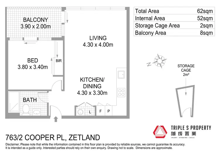 Floorplan of Homely apartment listing, 763/2 Cooper Place, Zetland NSW 2017