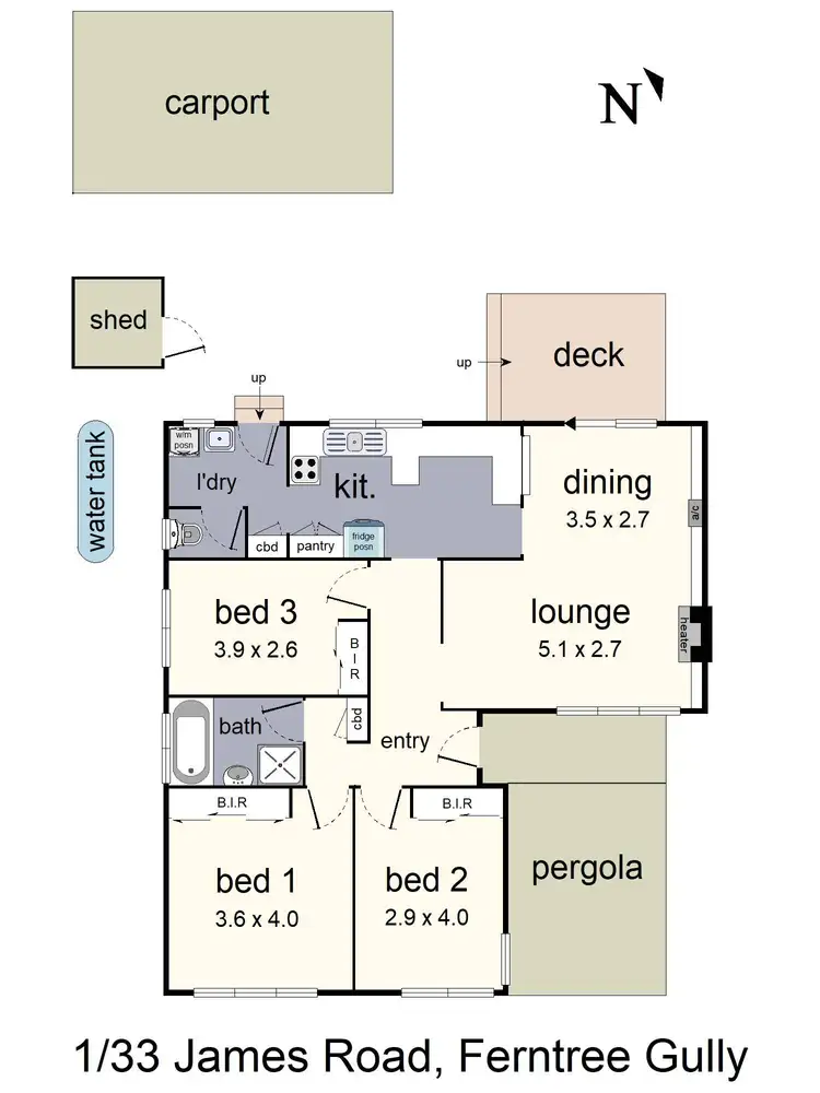 Floorplan of Homely unit listing, 1/33 James Road, Ferntree Gully VIC 3156