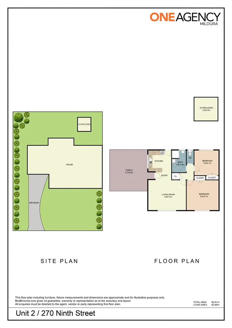 Floorplan of Homely unit listing, 2/270 Ninth Street, Mildura VIC 3500