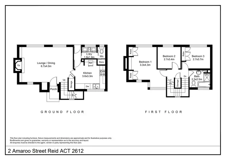 Floorplan of Homely semi-detached listing, 2 Amaroo Street, Reid ACT 2612