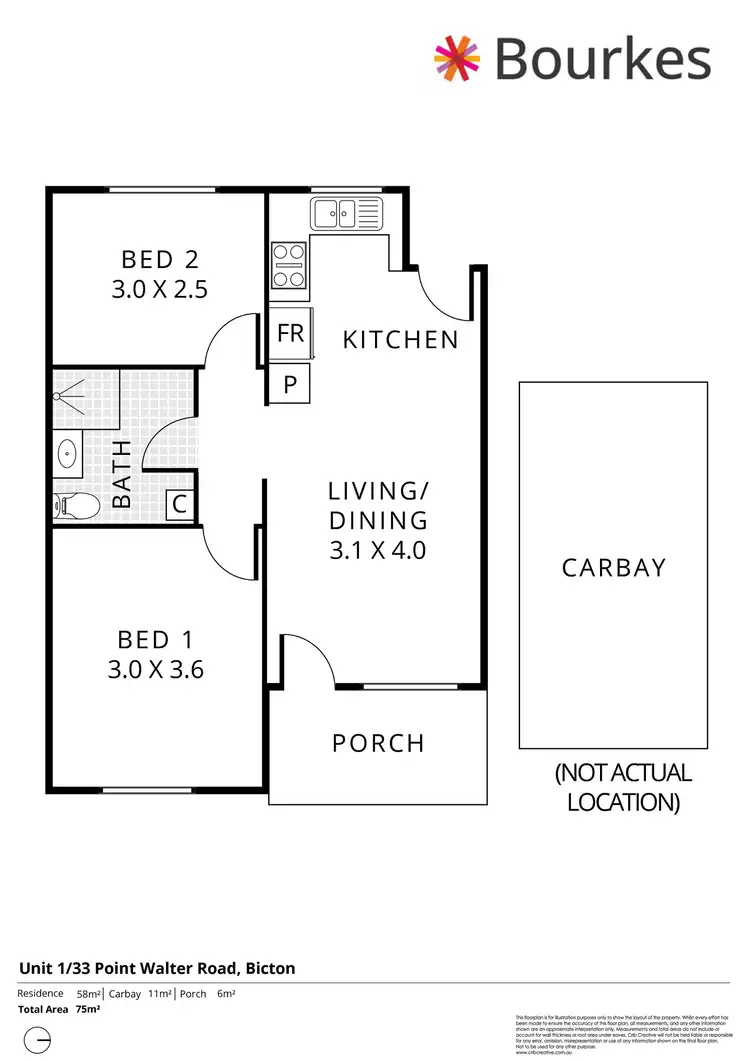 Floorplan of Homely apartment listing, 1/33 Point Walter Road, Bicton WA 6157