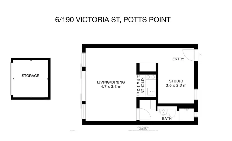 Floorplan of Homely studio listing, 6/190 Victoria Street, Potts Point NSW 2011